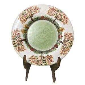 Yankee Candle Small Plate Autumn Trees Apples Pumpkins Fall Harvest 4-6/8"